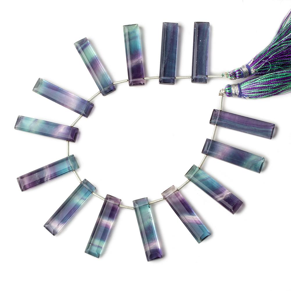 Banded Fluorite emerald cut rectangle bars 14 beads 7 inch 28x7x5mm average AAA (ONLINE ORDER ONLY)