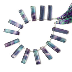 Banded Fluorite emerald cut rectangle bars 14 beads 7 inch 28x7x5mm average AAA (ONLINE ORDER ONLY)