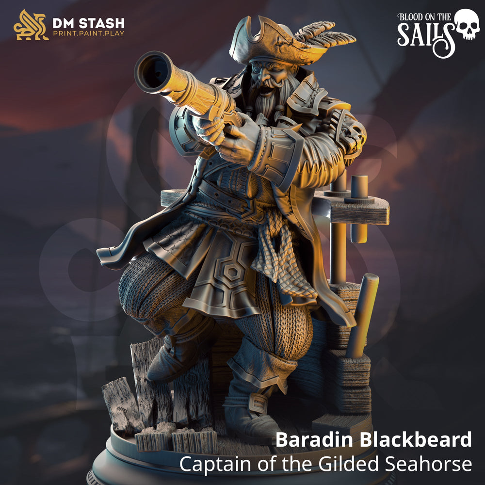 Baradin Blackbeard, Captain of the Gilded Seahorse (Male Dwarf Pirate) (Online Order Only)