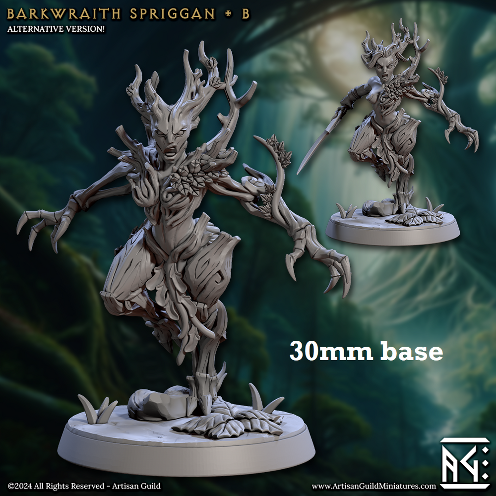 Barkwraith Spriggan: Sculpt B (Female Treefolk Warrior) (Online Only)