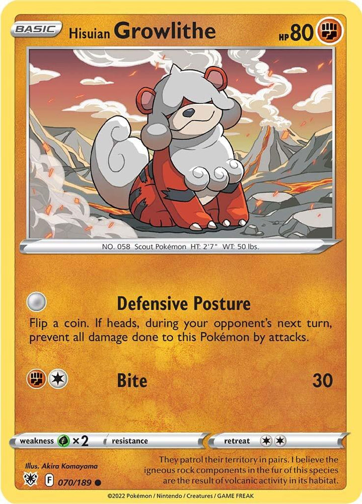 Hisuian Growlithe (070/189) [Sword & Shield: Astral Radiance] (Online Only)