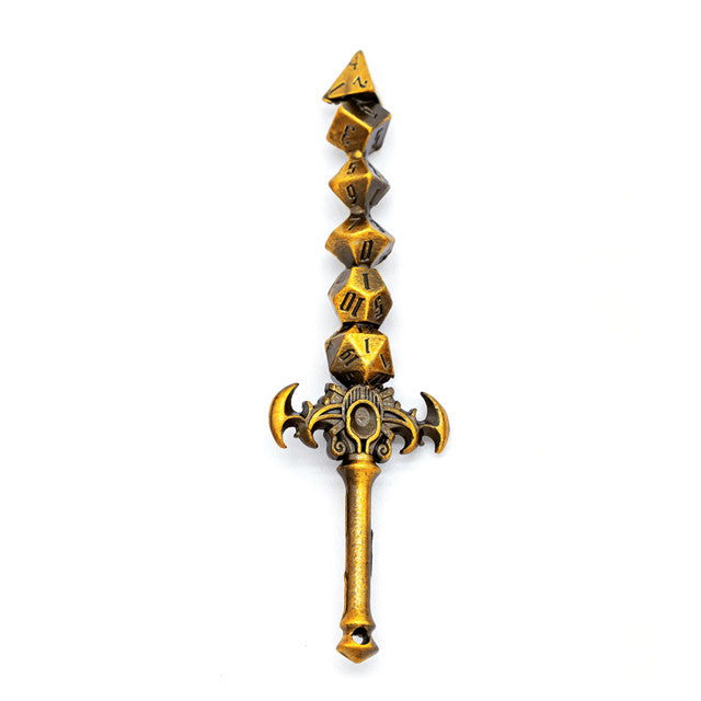 Dice Sword Gold 46mm x 9mm Trinket Novelty (Online Only)
