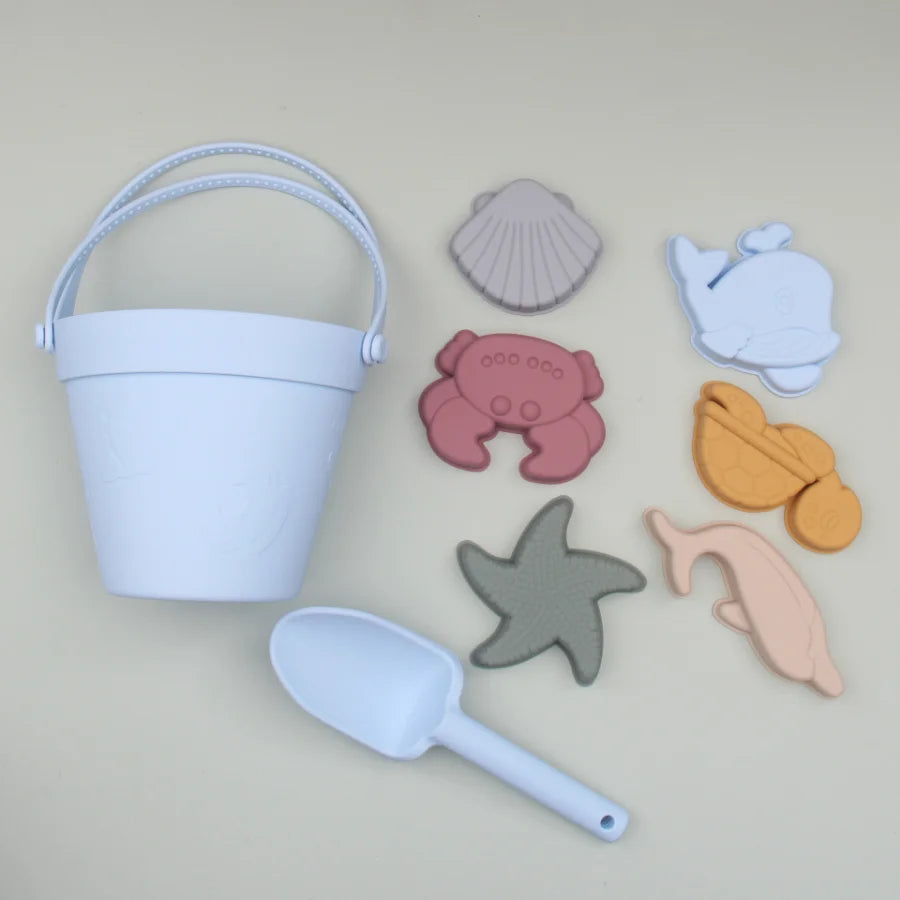 Silicone Beach Toys with Bucket, Shovel and Molds (ONLINE ORDER ONLY)