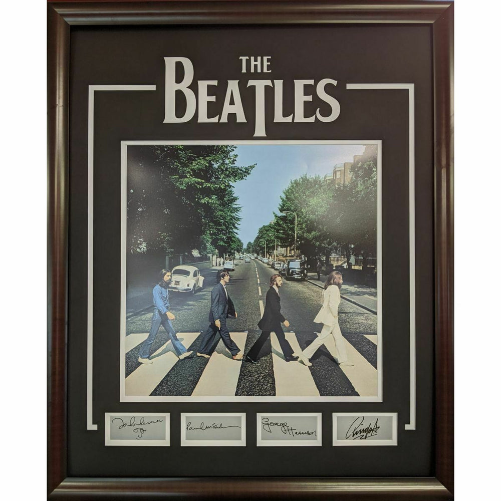 Framed The Beatles Laser Engraved Facsimile Autographs Abbey Road Album Photo Professionally Matted (ONLINE ORDER ONLY)