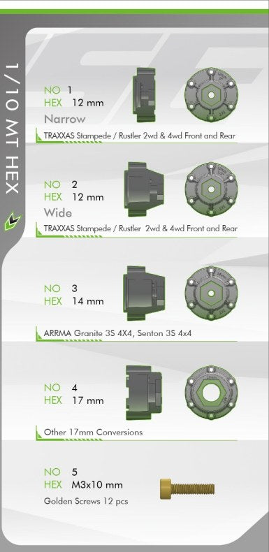 Louise R/C MT-Rock Soft 1/10 2.8" Monster Truck Belted Tires, Removable Hex (12/14/17mm)