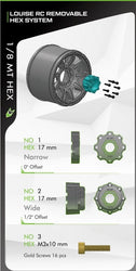 Louise R/C MT-Rocket Sport 1/8 3.8" Monster Truck MFT Belted Tires, 17mm Hex (0" & 1/2" Offset)