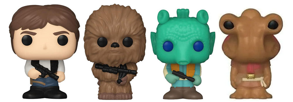 Out-Of-Box Bitty Pop! Han Solo, Chewbacca, Greedo & Hammerhead (Series 3) 4-Pack w/ Shelf (Online Order Only)