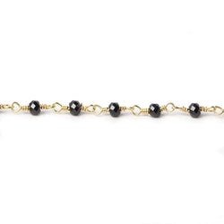 Black Spinel micro-faceted rondelle Gold plated Chain by the foot 40 beads (ONLINE ORDER ONLY)
