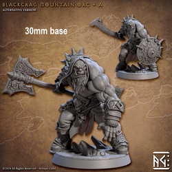 Blackcrag Mountain Orc - Sculpt Option A (Male Orc Barbarian) (Online Order Only)