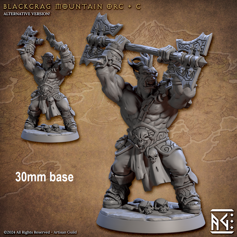 Blackcrag Mountain Orc - Sculpt Option C (Male Orc Barbarian) (Online Order Only)