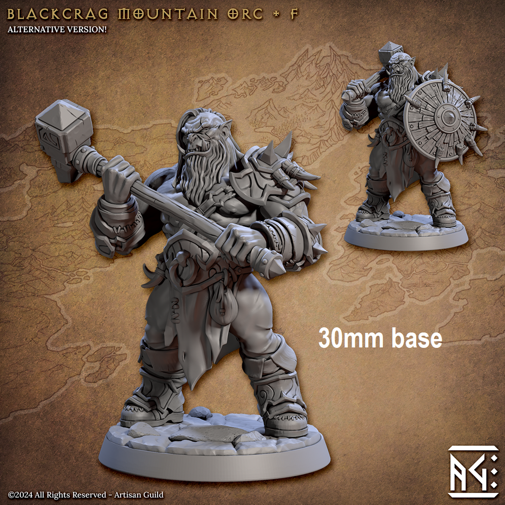 Blackcrag Mountain Orc - Sculpt Option F (Male Orc Barbarian) (Online Order Only)