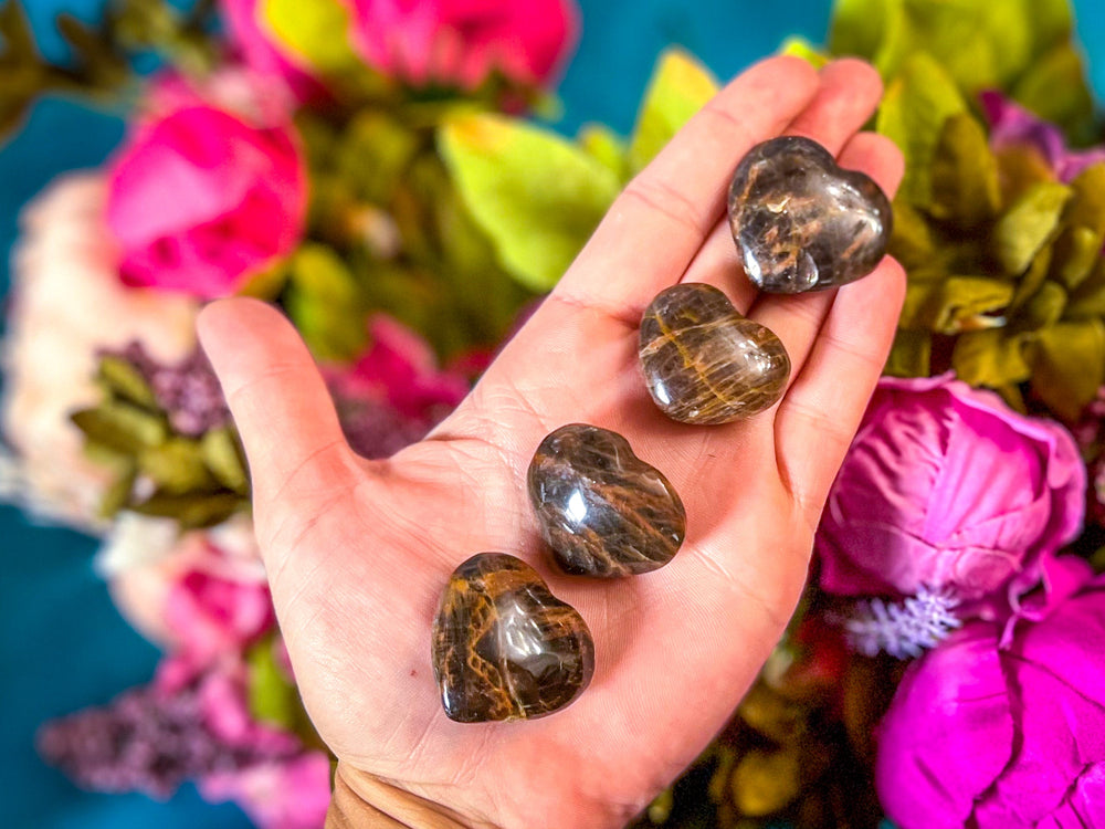 Black Moonstone Crystal Hearts (ONLINE ORDER ONLY)