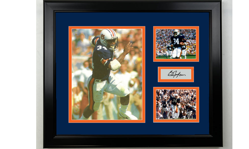 Framed Bo Jackson Auburn Tigers Facsimile Laser Engraved Signature NCAA Football 14x11 3 Photo Collage (ONLINE ORDER ONLY)