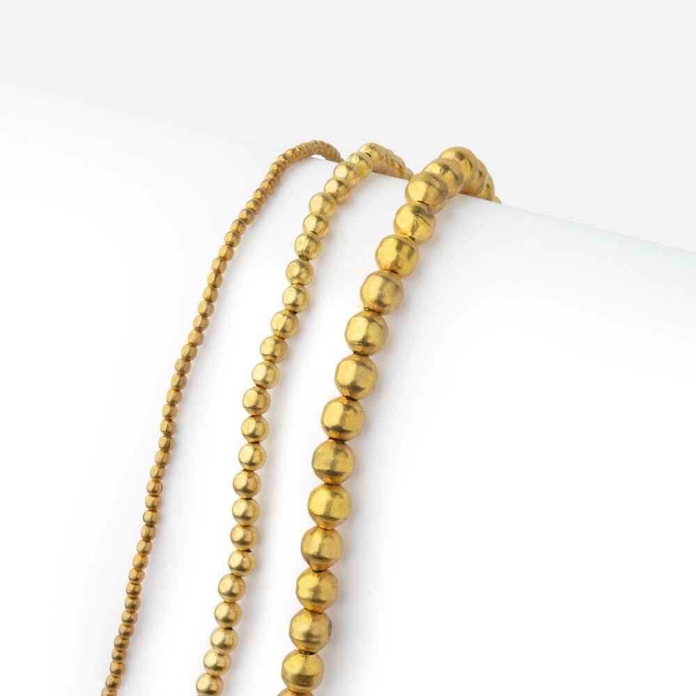 Brass Plain Round Beads on an 8 inch Strand (ONLINE ORDER ONLY)