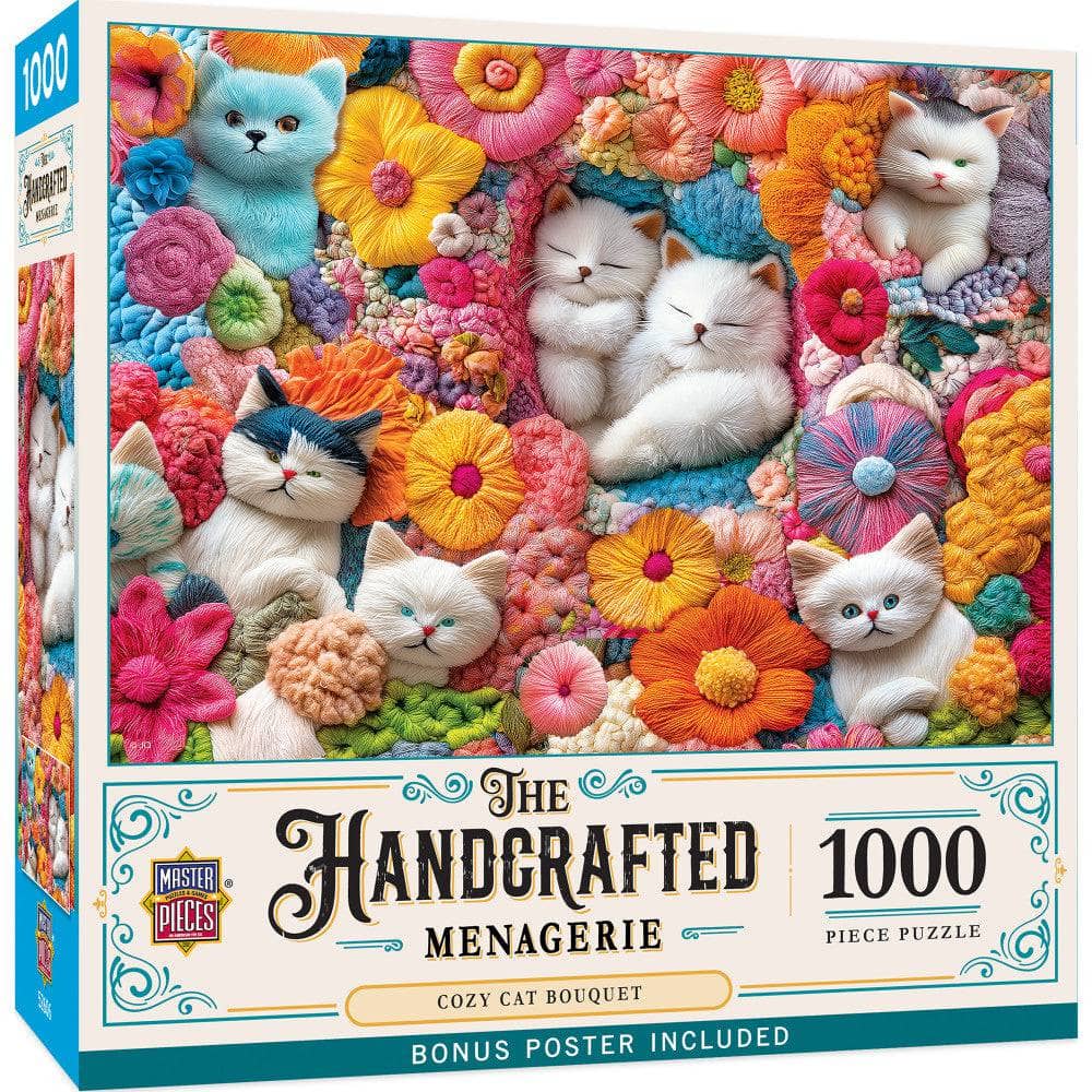 Handcrafted Menagerie - Cozy Cat Bouquet 1000 Piece Jigsaw Puzzle