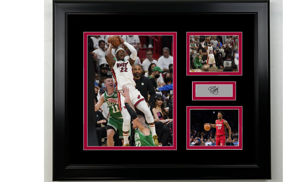 Framed Jimmy Butler Miami Heat Facsimile Laser Engraved Signature Basketball 14x11 3 Photo Collage (ONLINE ORDER ONLY)