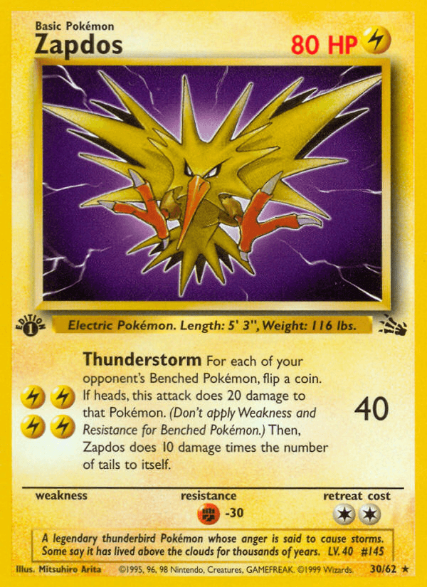 Zapdos (30/62) [Fossil 1st Edition] (Online Only)