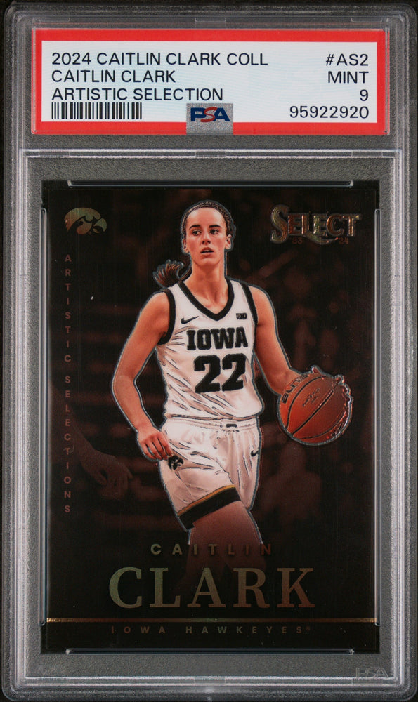 Graded 2024 Panini Caitlin Clark Collection Caitlin Clark #AS2 Artistic Selection Rookie RC Basketball Card PSA 9 Mint