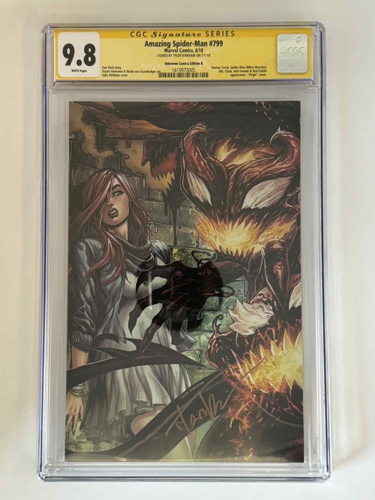 [Signed by Tyler Kirkham] Amazing Spider-Man #799 CGC 9.8 Yellow Label Exclusive Virgin Var (ONLINE ORDER ONLY)