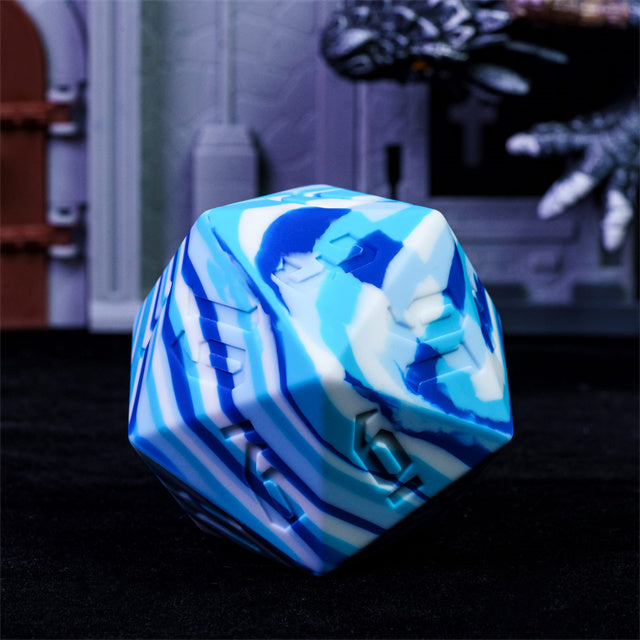 Large Arctic Blue Silicone d20 Dice 55mm | RPG Dice Novelty Piece (Online Only)