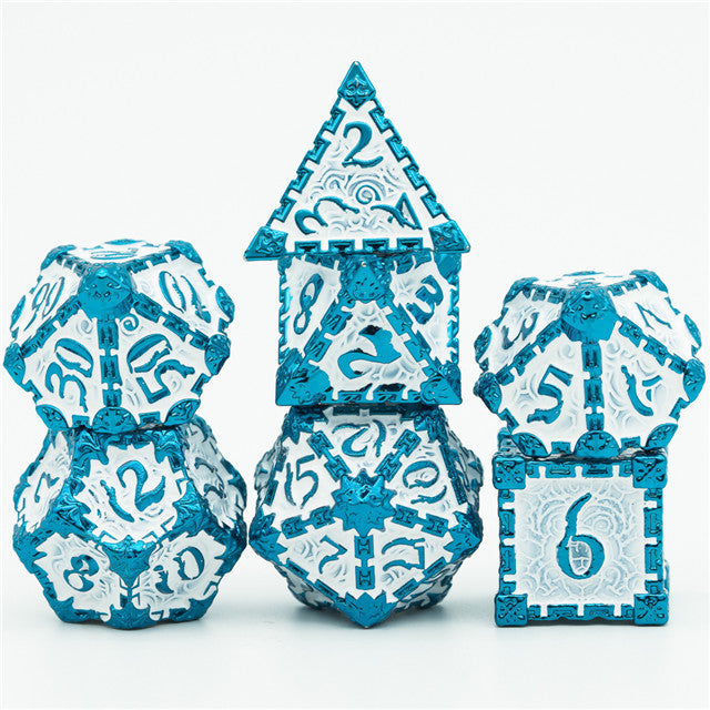 Blue and White Metal Dice（Dagger of Venom）7-Dice Udixi RPG (Online Only)