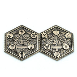 Classes Theme Bronze Color d2 Coin Shaped like d20 Color Challenge Coin (Online Only)