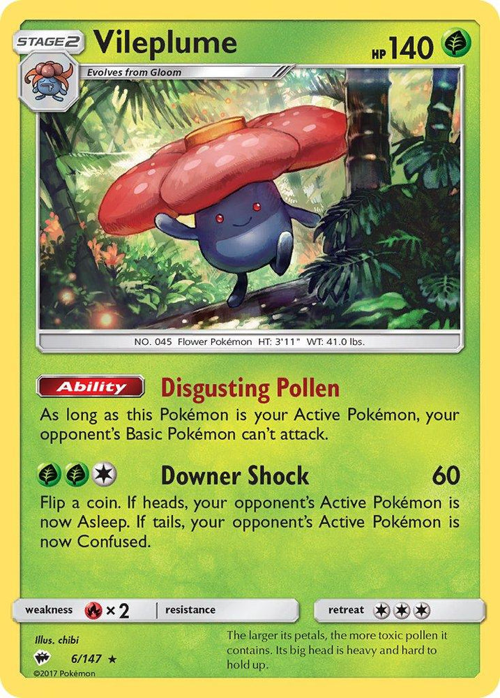 Vileplume (6/147) (Prerelease Kit Exclusive) (Theme Deck Exclusive) [Sun & Moon: Burning Shadows] (Online Only)