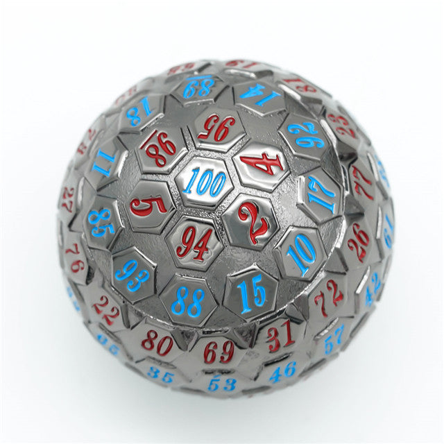 Black* Metal d100 w/ Red and Blue Numbers Dungeons and Dragons RPG (Online Only)