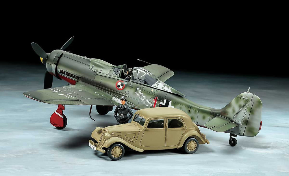 Tamiya 1/48 Focke-Wulf Fw190 D-9 JV44 & Citroen Traction 11CV Staff (ONLINE ORDER ONLY)