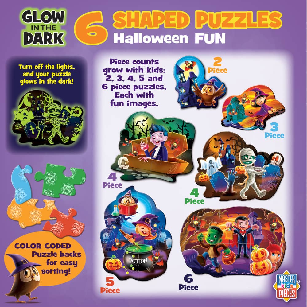 Glow in the Dark - Halloween Fun Mini Shaped Puzzles 6-Pack