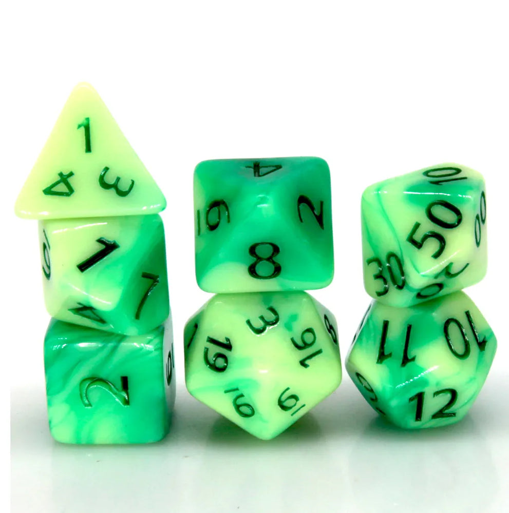 Druid's Pain 7-Dice Set Green & Light Green w/Green Numbers Dnd Dice Set (Online Only)