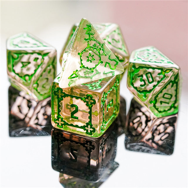 (Green) Huge Castle Dice (D6:25mm) 7-Dice (Online Only)