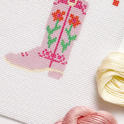 Cotswold Co Designs - Hand Painted Pink Cowgirl Boot 3” Needlepoint Canvas 13 Mesh (ONLINE ORDER ONLY)