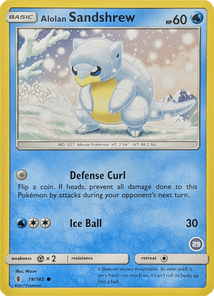 Alolan Sandshrew (19/145) (Deck Exclusive #29) [Sun & Moon: Trainer Kit - Alolan Sandslash] (Online Only)