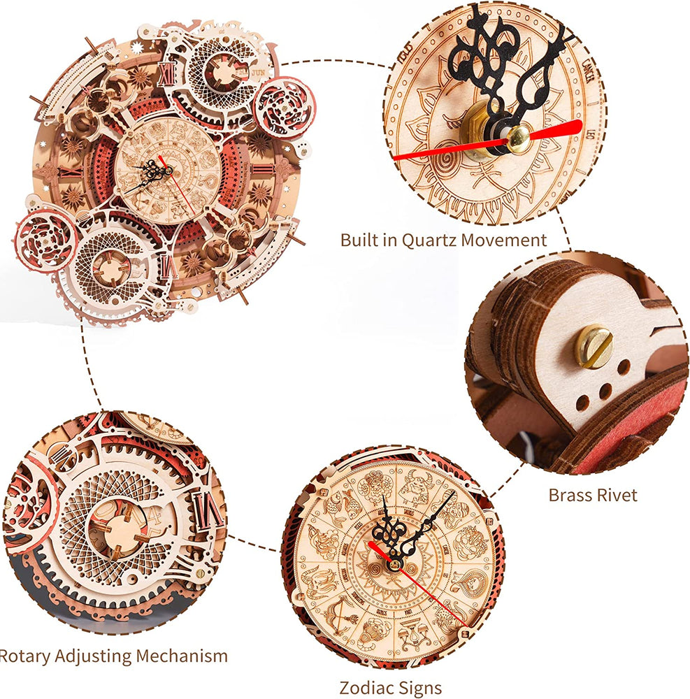 3D Wooden Art Zodiac Wall Clock Puzzle. (ONLINE ORDER ONLY)
