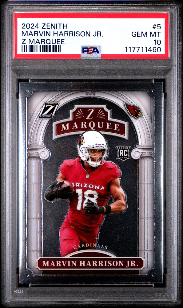 Graded 2024 Panini Zenith Marvin Harrison Jr #5 Z Marquee Rookie RC Football Card PSA 10 Gem Mint (ONLINE ORDER ONLY)