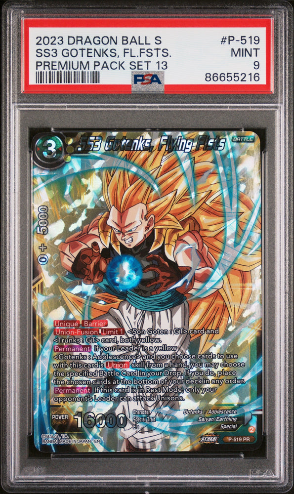 2023 DRAGON BALL SUPER 2 CRITICAL BLOW 13 SS3 GOTENKS, FLYN FST #P-519 - PSA 9 (Online Order Only)