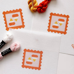Cotswold Co Designs - Candy Corn Stamp Needlepoint Canvas – 18 Mesh Zweigart Mono Deluxe, 2.7" Hand Painted Fall Halloween Mini (ONLINE ORDER ONLY)