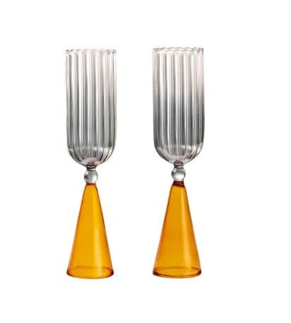 Calypso flute glasses / amber + smoke grey Set of 2 (Online Order Only)
