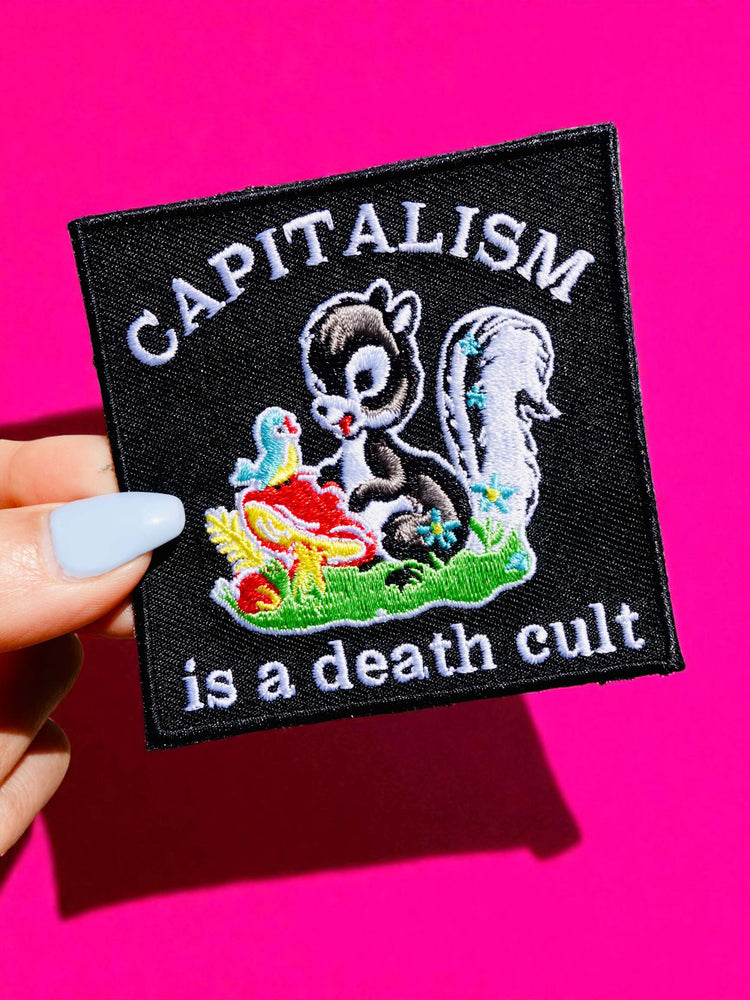 Capitalism Is a Death Cult Patch – Anti-Capitalist Embroidered Iron-On Statement Patch (Online Order Only)