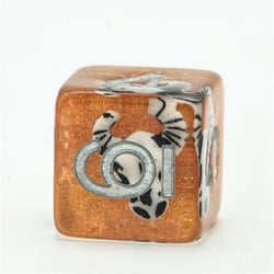 Desert Bull Head 7-Dice Set w/Silver Numbers White Skull on Gold Glitter (Online Only)