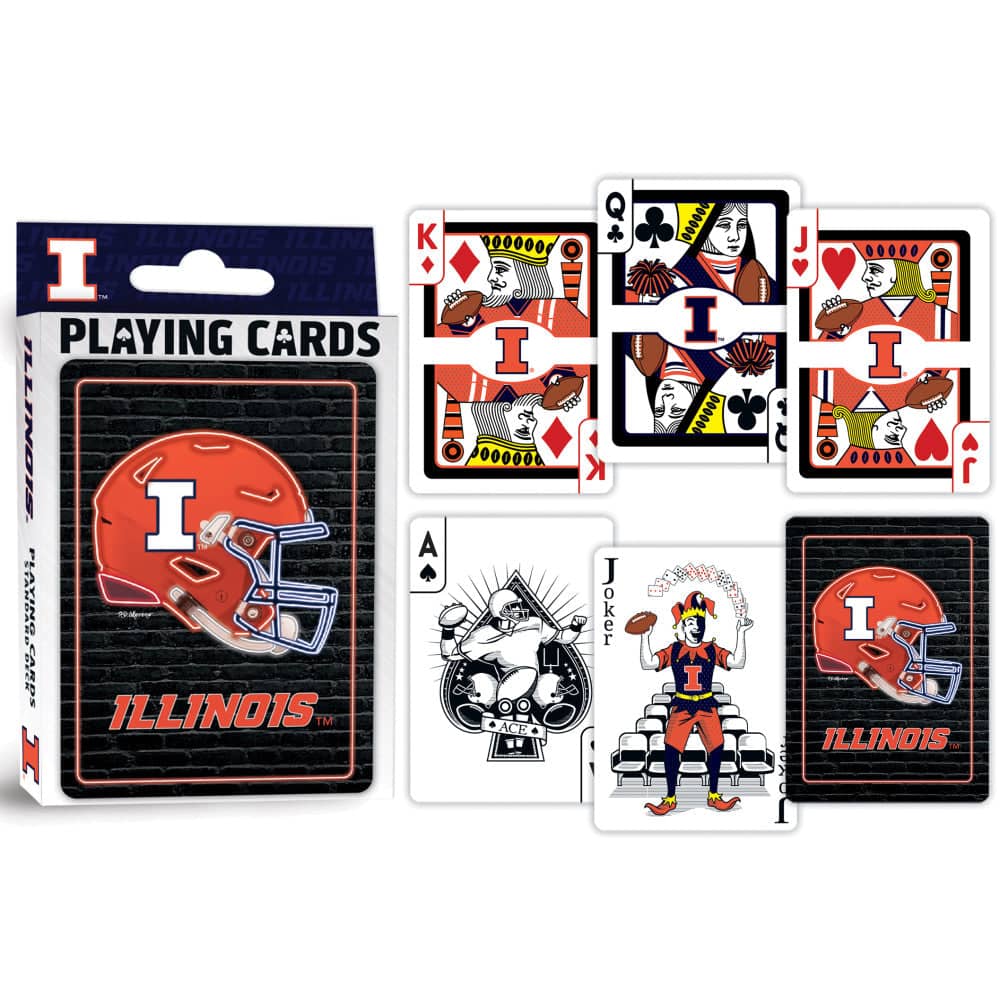 Illinois Fighting Illini Neon Playing Cards - 54 Card Deck