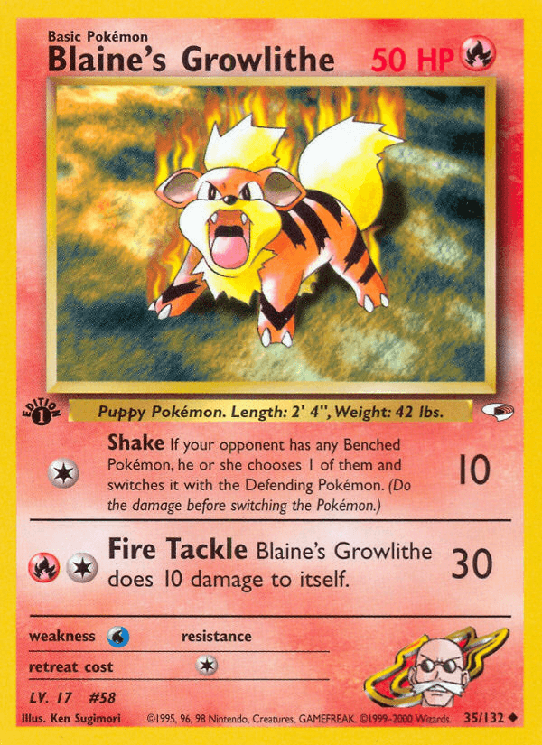 Blaine's Growlithe (35/132) [Gym Heroes 1st Edition] (Online Only)