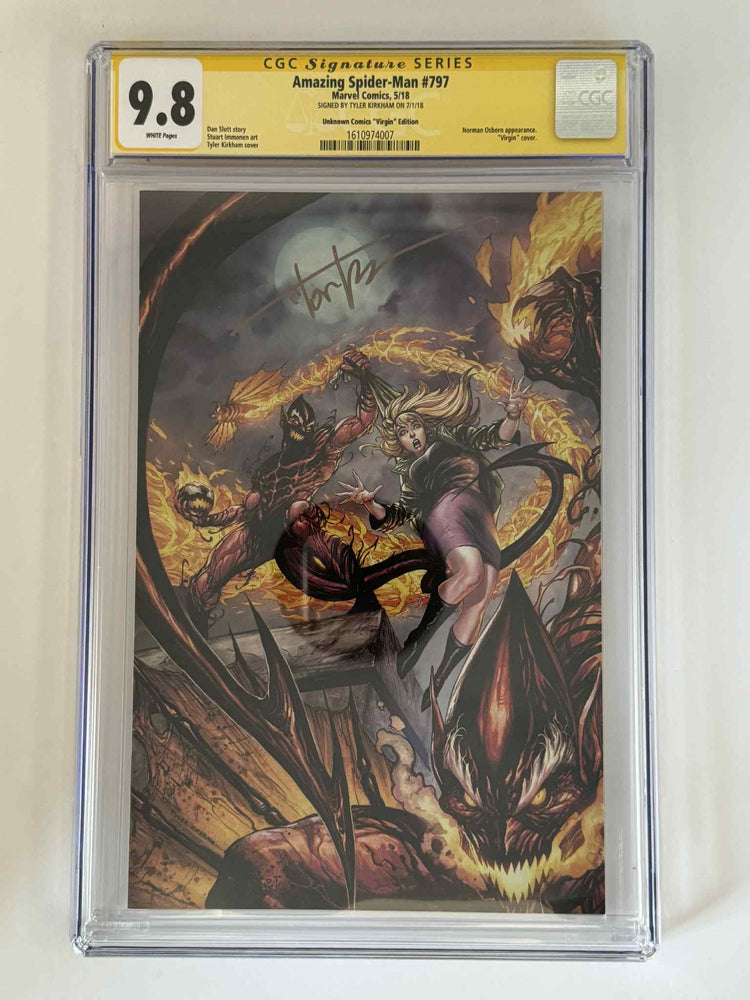 [Signed by Tyler Kirkham] Amazing Spider-Man #797 CGC 9.8 Yellow Label Exclusive Virgin Var (ONLINE ORDER ONLY)