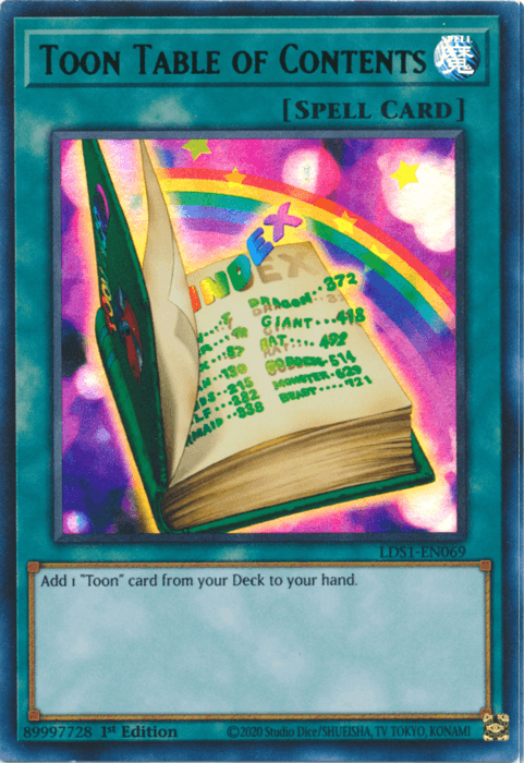 Toon Table of Contents (Green) [LDS1-EN069] Ultra Rare (ONLINE ORDER ONLY)