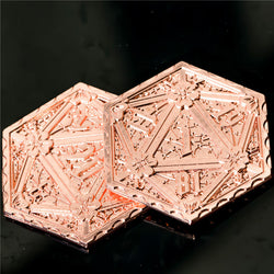 Copper d2 Coin Shaped like d20 Solid Copper Rose Gold Color (Online Only)