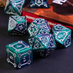 Two-Tone (Purple/Green) Huge Castle Dice (D6:25mm) 7-Dice (Online Only)