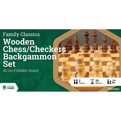 LPG Classics: Wooden Folding Chess/Checkers/Backgammon Set 40cm (ONLINE ORDER ONLY)