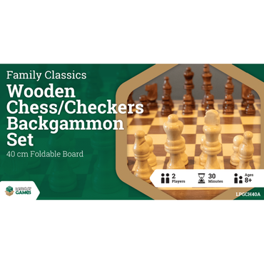 LPG Classics: Wooden Folding Chess/Checkers/Backgammon Set 40cm (ONLINE ORDER ONLY)