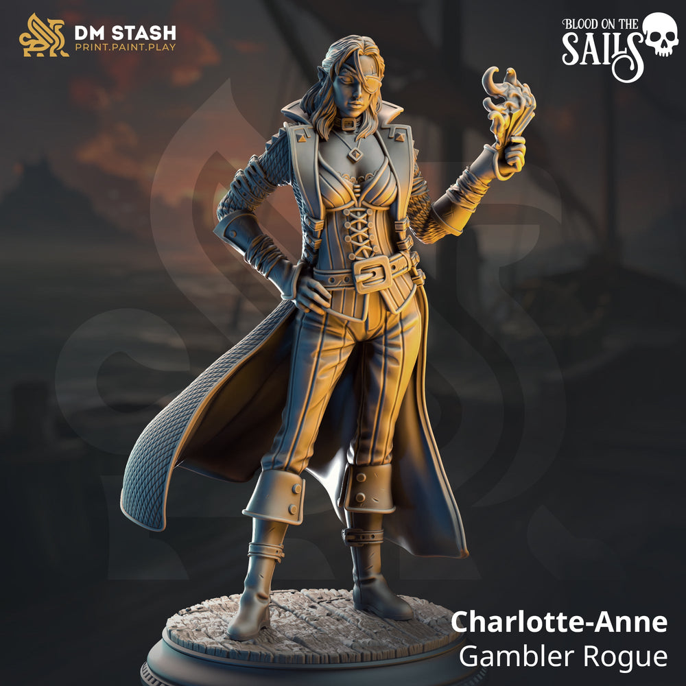 Charlotte-Anne, Gambler Rogue (Female Half-Elf Pirate Rogue) (Online Order Only)